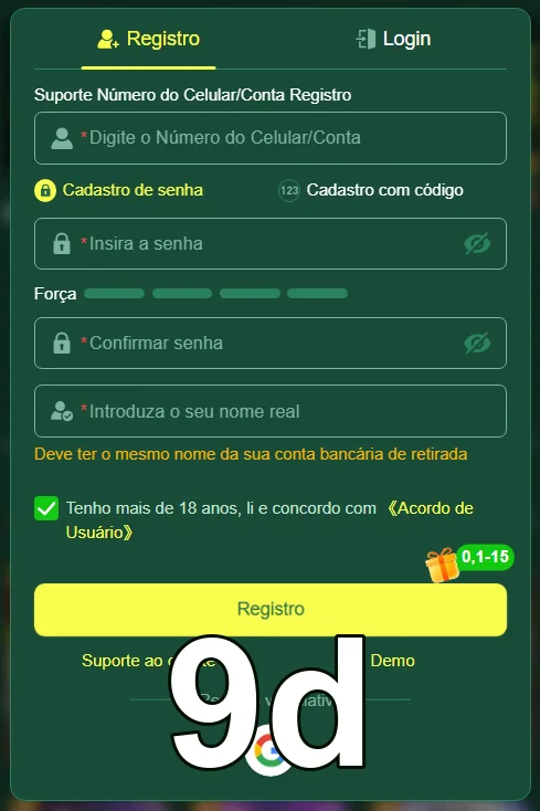 Login seguro com destaque para serviços VIP em 9d